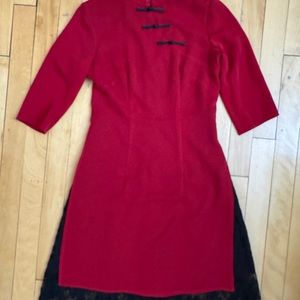 Elegant Red and Black Wedding Dress